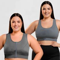 Top Plus Size Fitness Feminino Zíper e Nadador kit2 Treino Tamanho:G2Cor:Cinza - Catwalk Top Plus Size Fitness Feminino Zíper e Nadador kit2 Treino Tamanho:G2Cor:Cinza - Catwalk