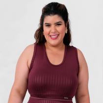 Top Plus Size Moda Fitness Feminino Nadador Suplex 3D Treino