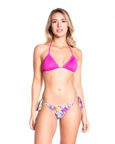 Top Praia de Biquíni Cortininha Ripple Fru Fru com Bojo Removível Rosa Flip Flop / Cor: ROSA FLIP FLOP / Tamanho: G