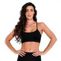 Top Preto Básico Fitness Nadador Com Bojo Removível