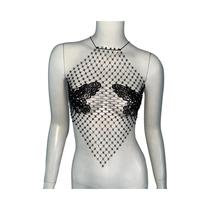 Top Preto Com Renda E Diamantes Brilhantes, Roupa Feminina Sexy Para Balada AKYZO, Estilo Europeu