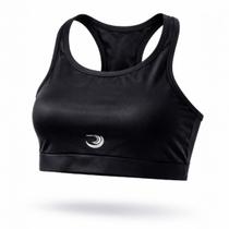 Top Preto Costas Meia Lua Poliamida Yoga Pilates Corrida Esportivo PRETO