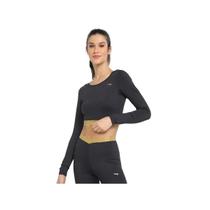 Top Rainha Feminino Manga Longa Elastica 4421072 Preto/Dourado