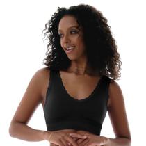 Top Renda Alças Fixas Bojo Removível Sem Costura Zee Rucci