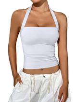 Top REORIA Halter Crop Tank sem mangas, moda Y2K 2025 Top REORIA Halter Crop Tank sem mangas, moda Y2K 2025