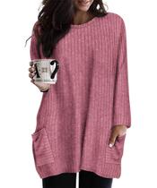 Top RITERA Plus Size, manga comprida, túnica canelada, roxa, 3GG, feminina