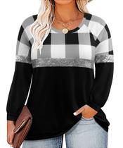 Top RITERA Plus Size para mulheres de manga comprida Colorblock XL Top RITERA Plus Size para mulheres de manga comprida Colorblock XL