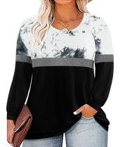 Top RITERA Plus Size Tie Dye para mulheres de manga comprida 3GG