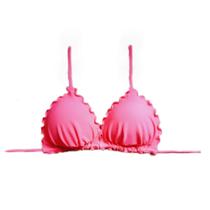 Top rosa neon avulso com bojo Biquíni frufru com bojo