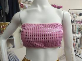 Top Rosa Paetê e Renda