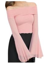 Top RoseSeek Girl's Off The Shoulder Mesh, de manga comprida transparente Top RoseSeek Girl's Off The Shoulder Mesh, de manga comprida transparente