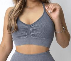 Top Seamless Mescla Alça Fina