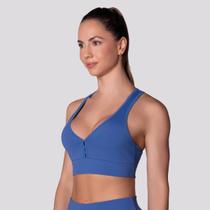 Top Selene Com Bojo Feminino Azul e Marrom Top Selene Com Bojo Feminino Azul e Marrom