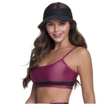 Top Selene com recorte e bojo fitness -24619.001- Rosa escuro/Preto