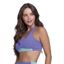 Top Selene com recorte e bojo fitness - 24621.001 - Azul hortênsia/verde água Top Selene com recorte e bojo fitness - 24621.001 - Azul hortênsia/verde água