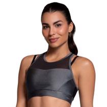 Top Selene Com Recortes Tule e Bojo Feminino Top Selene Com Recortes Tule e Bojo Feminino
