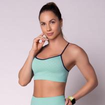 Top Selene Quadriculado Fitness Sem Costura Com Bojo Removível