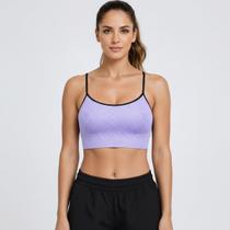 Top Selene Quadriculado Sem Costura com Bojo Removível Feminino Roxo