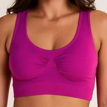 Top Selene Sem Costura Esportivo Microfibra S/ Bojo Reforçado Nadador Alta Sustentação Fitness Academia Corrida 20905