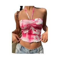Top Sem Alças Com Estampa Tie Dye Para Mulheres, Estilo De Verão Sexy Europeu-Americano Top Sem Alças Com Estampa Tie Dye Para Mulheres, Estilo De Verão Sexy Europeu-Americano