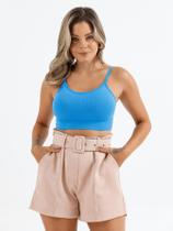 Top sem costura c/bojo removível cropped feminino alça regulavél moda básica casual e esportiva 9037a