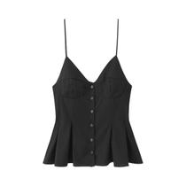 Top Sem Mangas Com Decote Em V Para Mulheres, Estilo Slim Fit, Moda Primavera Verão 2025