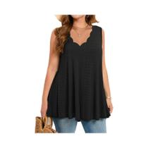 Top Sem Mangas Com Detalhe Em Renda Para Mulheres plus Size, Roupas De Verão Sólidas Top Sem Mangas Com Detalhe Em Renda Para Mulheres plus Size, Roupas De Verão Sólidas