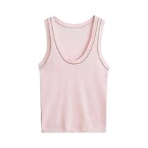 Top Sem Mangas Feminino Com Decote Em V E Detalhes Contrastantes, Moda Chic