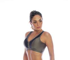 Top Shape na cor ( Preto ) com Detalhe 3D na Frente, Viés e Friso Brancos nas Costas