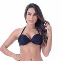 Top Summer Soul Meia Taça Com Bojo e Entrelaçado Preto - TAM PP