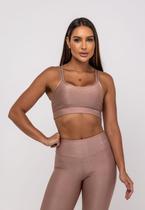 Top Suplex Canelado Brilho Decote e Tiras Marrom Salvatore Fashion