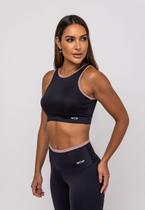 Top Suplex Poliamida Com Detalhes Viés Preto Salvatore