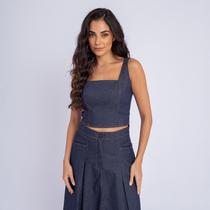 Top susie cropped alça jeans feminino