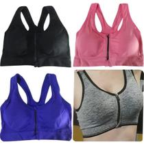 Top Sutiã Nadador Feminino em Poliamida com Zíper Bojo Removível Ajuste Perfeito Várias Cores