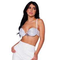 Top Taça Feminino Brilhante Moda Festa Balada