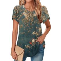Top TBILILO Boho Floral com babados e manga curta para mulheres S Top TBILILO Boho Floral com babados e manga curta para mulheres S