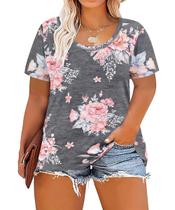 Top TIYOMI Plus Size para mulheres de manga curta Cross Line 3XL Top TIYOMI Plus Size para mulheres de manga curta Cross Line 3XL