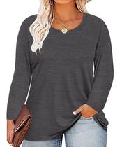 Top TIYOMI Plus Size para mulheres, túnica de manga comprida e gola redonda Top TIYOMI Plus Size para mulheres, túnica de manga comprida e gola redonda