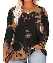 Top TIYOMI Plus Size para mulheres, túnica de manga comprida e gola redonda