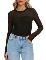 Top transparente de manga comprida Totatuit Thumb Hole Black L