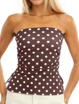 Top Tube Bandeau Polka Dot, fenda sem encosto, MISSACTIVER para mulheres