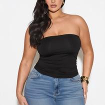 Top Tube Forrada sem alça Poliamida Pluz Size Cropeed