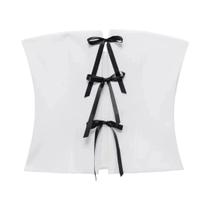 Top Tubo Branco Sem Alças Com Recorte Borboleta E Costas Abertas Para Mulheres - Top Curto Sexy Para Top Tubo Branco Sem Alças Com Recorte Borboleta E Costas Abertas Para Mulheres - Top Curto Sexy Para