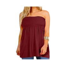 Top tubo plissado de cintura alta sexy feminino plus size, roupas casuais de verão de cor sólida