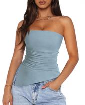 Top Tubular Fruncido Asimétrico PRETTYGARDEN para Mujer - Talla Pequeña