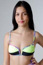Top V Liso Amarelo Neon/ Preto Alça Tay Day Top V Liso Amarelo Neon/ Preto Alça Tay Day
