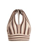 Top Verdusa feminino Colorblock Listrado Crop Halter Brown