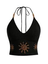 Top Verdusa Y2k, crochê, gola alta, preta gótica para mulheres Top Verdusa Y2k, crochê, gola alta, preta gótica para mulheres
