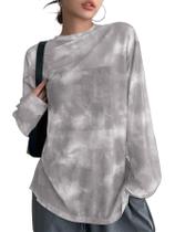 Top Verdusa Y2k Tie Dye Sheer Mesh, manga comprida, prata Top Verdusa Y2k Tie Dye Sheer Mesh, manga comprida, prata