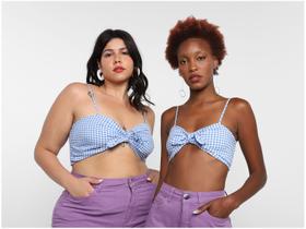 Top Vista Magalu Amarração Frontal Xadrez Top Vista Magalu Amarração Frontal Xadrez